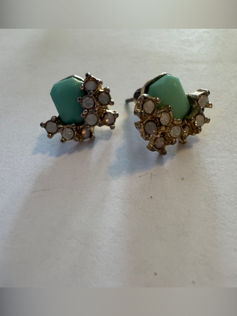 Green Stone Cluster Stud Earrings - Women Jewelry